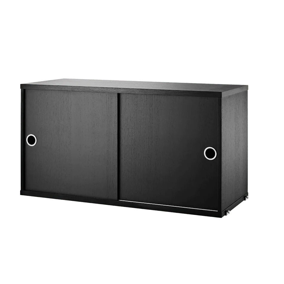 Skåp med skjutdörrar 78x30 - Svartbetsad ask