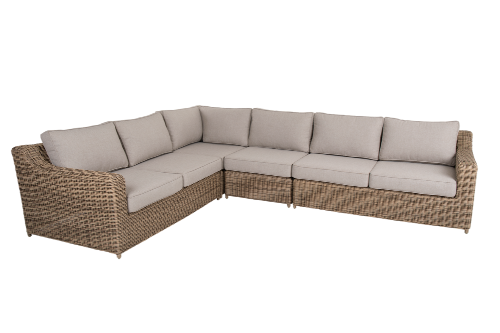 Brafab Glendon hörnsoffa – Rymlig hörnsoffa i helrund konstrotting med hög komfort. Klassisk design för uteplatsen. Köp på stegbo.se eller i Örnsköldsvik.