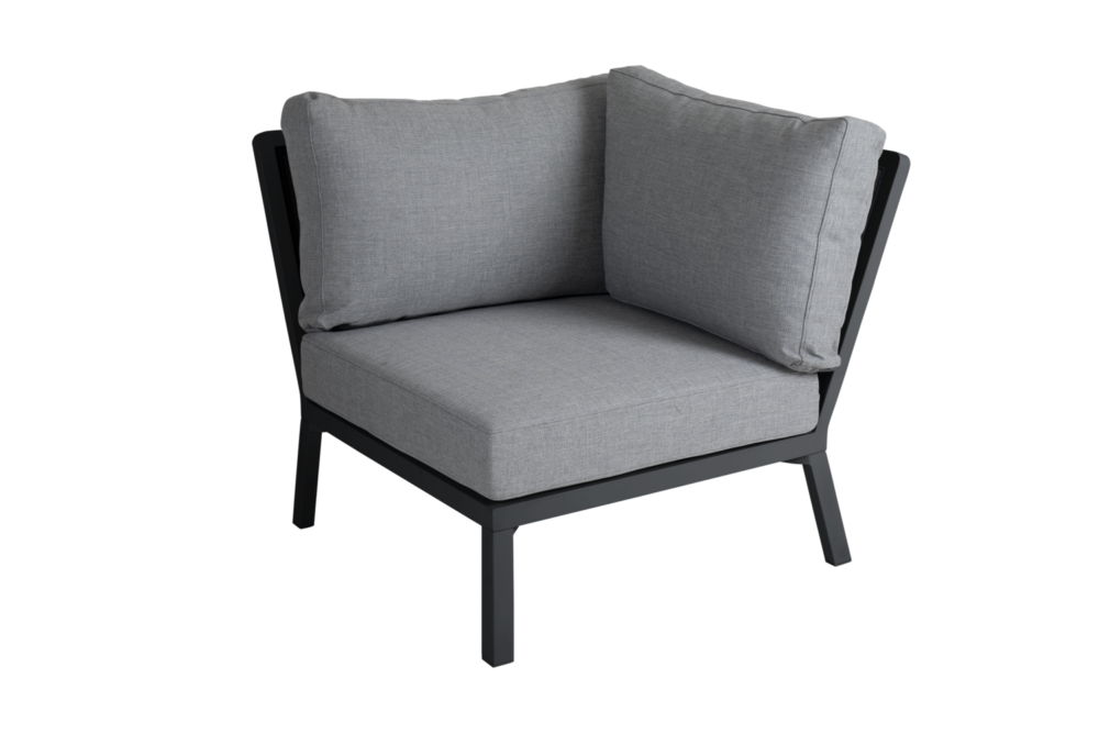 Brafab Samvaro Low hörn – Stilren hörndel i aluminium med vattentåliga dynor. Bygg din egen hörnsoffa på stegbo.se eller besök vår butik i Örnsköldsvik.