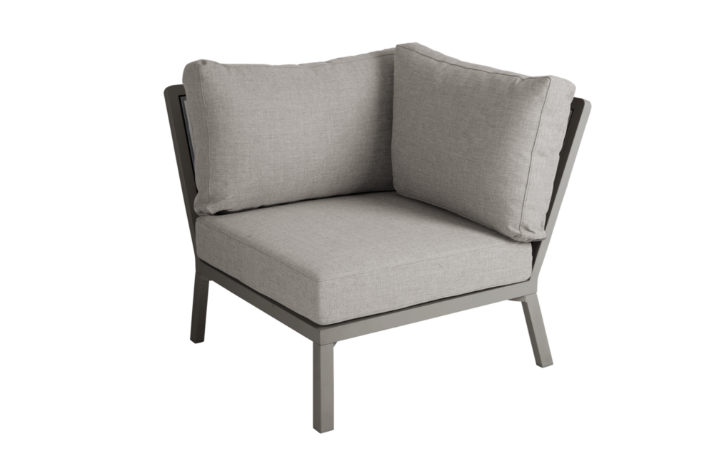 Brafab Samvaro Low hörn – Stilren hörndel i aluminium med vattentåliga dynor. Bygg din egen hörnsoffa på stegbo.se eller besök vår butik i Örnsköldsvik.