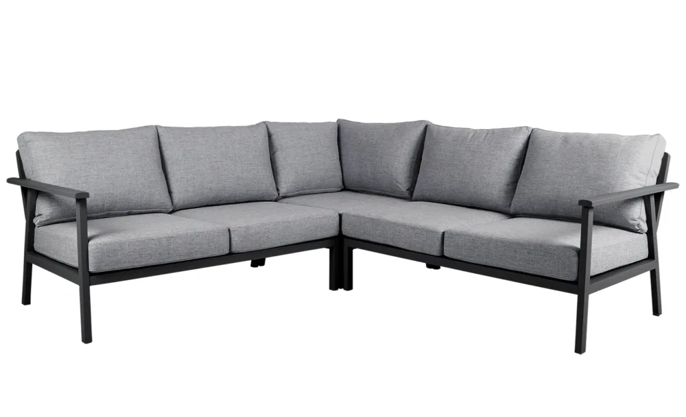 Brafab Samvaro Low hörnsoffa – Modern design i aluminium med vattentåliga dynor. Skapa en inbjudande oas på stegbo.se eller besök vår butik i Örnsköldsvik.