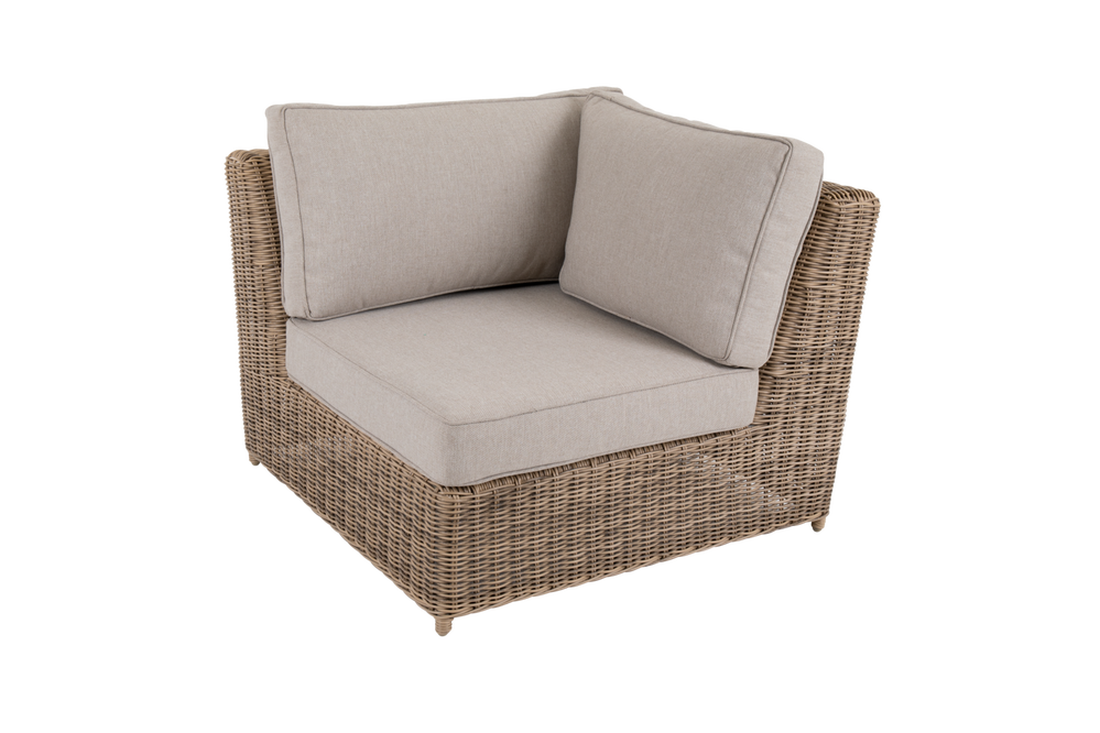 Brafab Glendon hörn – Byggbar hörndel i rund konstrotting med vattenavvisande dyna. Skapa din drömsoffa på stegbo.se eller i butik i Örnsköldsvik.