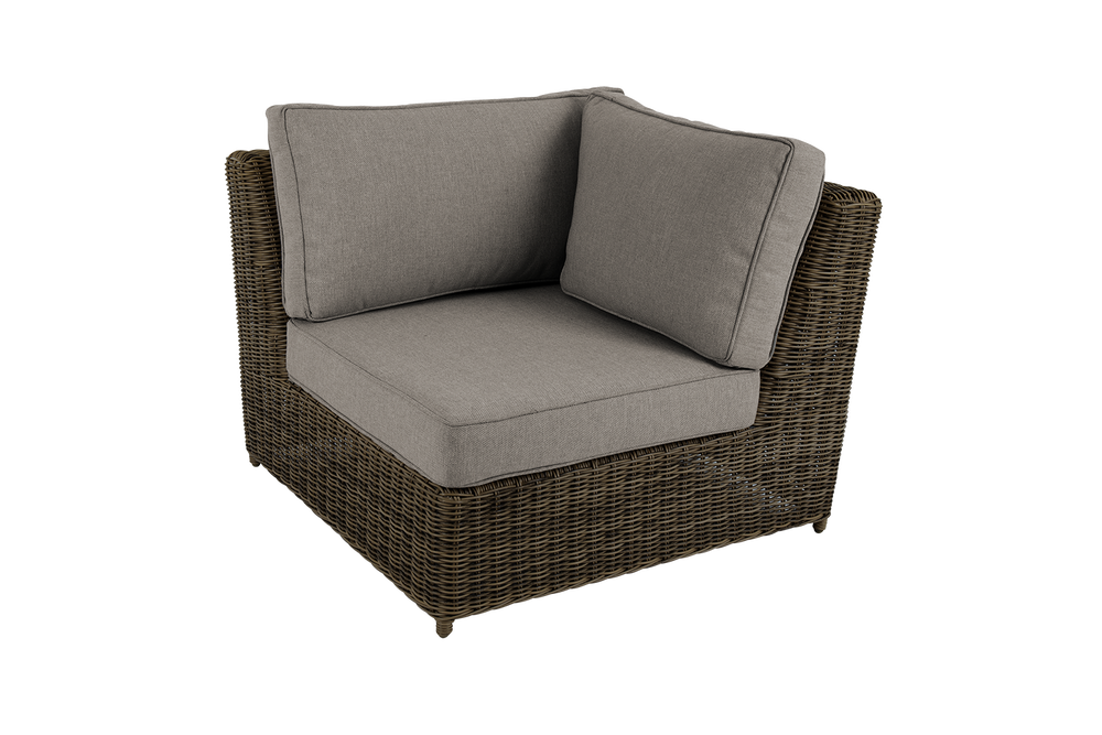 Brafab Glendon hörn – Byggbar hörndel i rund konstrotting med vattenavvisande dyna. Skapa din drömsoffa på stegbo.se eller i butik i Örnsköldsvik.