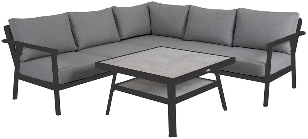 Brafab Samvaro Low hörngrupp – Modern design i aluminium med vattentåliga dynor. Skapa en inbjudande oas på stegbo.se eller besök vår butik i Örnsköldsvik.