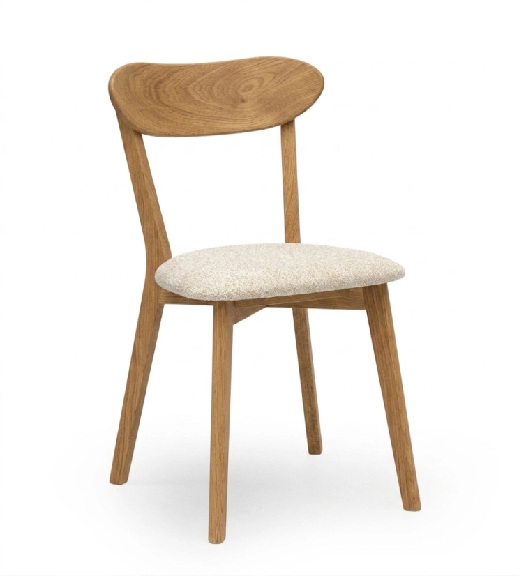 Kalix matstol i oljad massiv ek från FRANK med beige stoppad sits